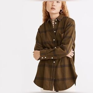 Madewell Flannel Oversized Ex-Boyfriend Tunic Shirt in Windowpane